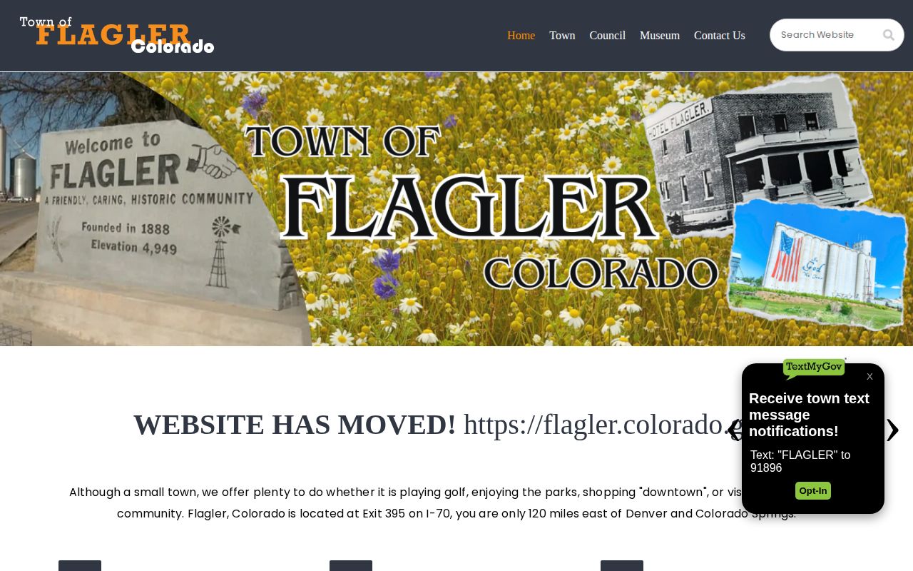 Flagler Colorado town site for town records and sheriff-led arrest routing