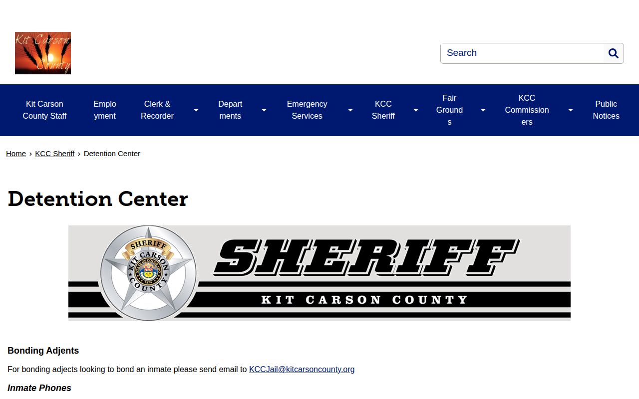 Kit Carson County Detention Center arrest lookup and booking record information